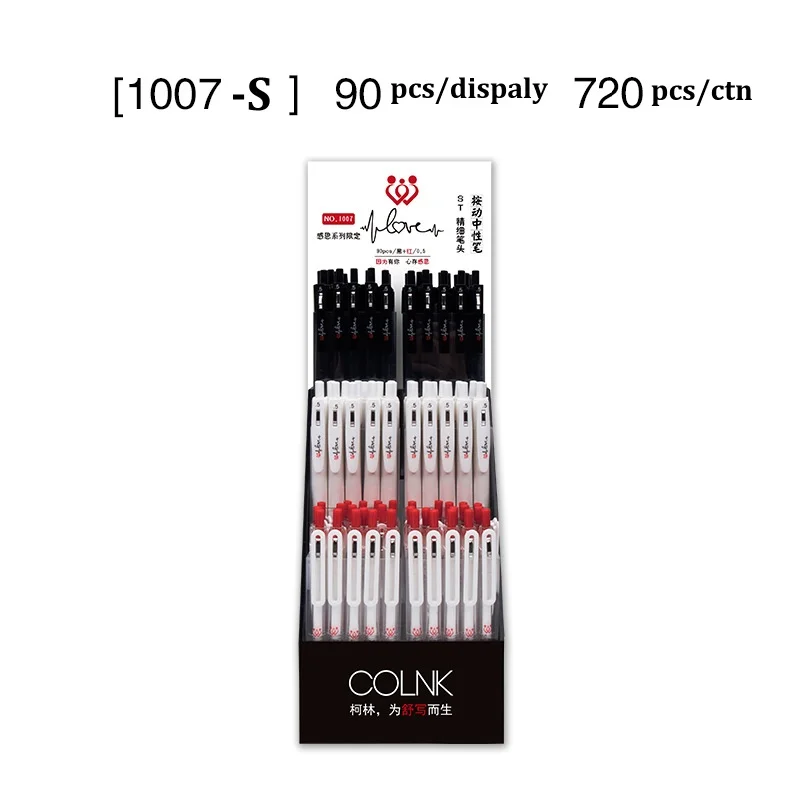0.5mm ST Tip Simple Student Retractable Gel Pen Writing and Signing Black Red Ink Gel Ink Pen for school and office