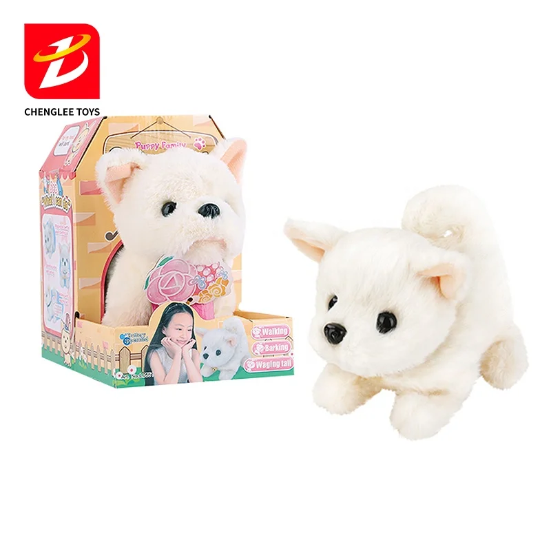 B/O Animal Plush Pet Dog Toys Set Talking Sounds Soft Toy Pretend Play Game Set For Kids