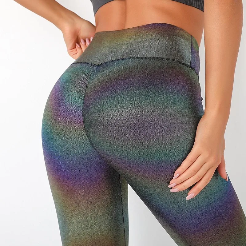 OEM ODM Custom Women Polyester Pants Shiny Seasum Latex Plus Size Legging Set