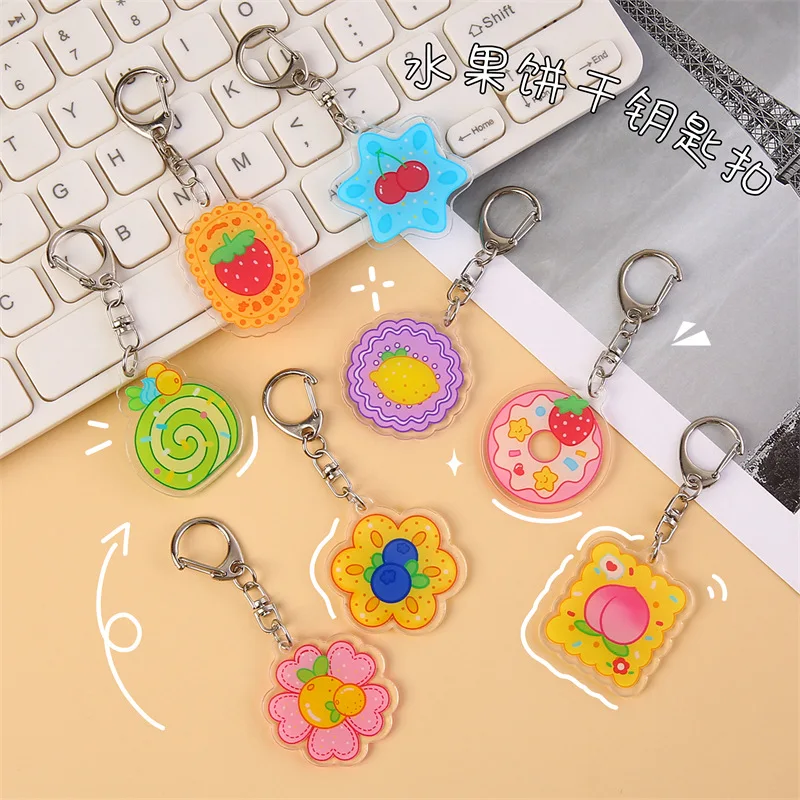 Custom Clear Acrylic Keychain Logo Cartoon Epoxy Keychain Fruit cartoon Bag Pendant Plastic Key Chain Anime Acrylic Keychain