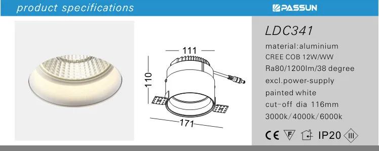 indoor aluminum spot light frameless anti glare led ceiling spotlight