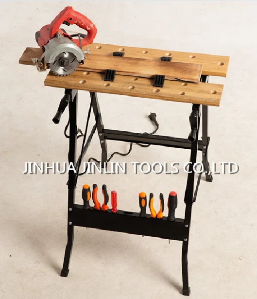 
300LBS capacity portable folding work bench,the top is bamboo 
