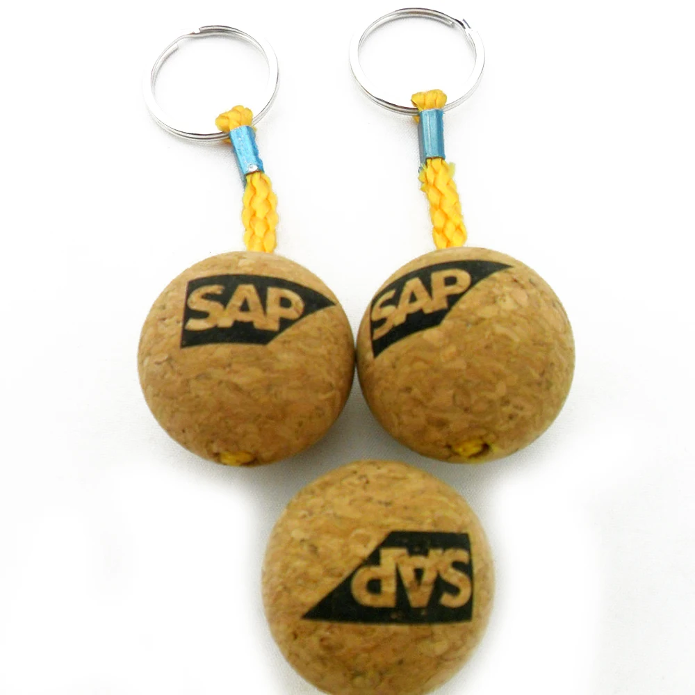 Cork Ball Key Chain Custom Design Promotional Gifts Sea Beach  Custom  Key Chain Float For Souvenir Eco