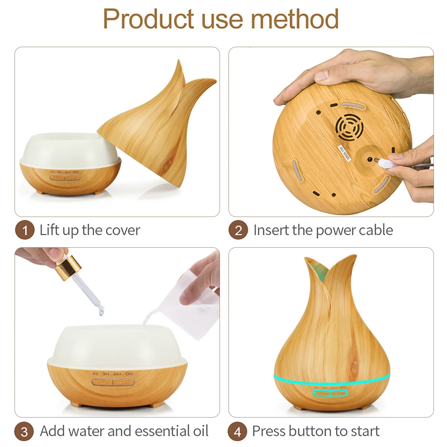 young living Wood Grain Ultrasound Aromatherapy  Mist Maker Essential Oil  Aroma DiffuserFor Home