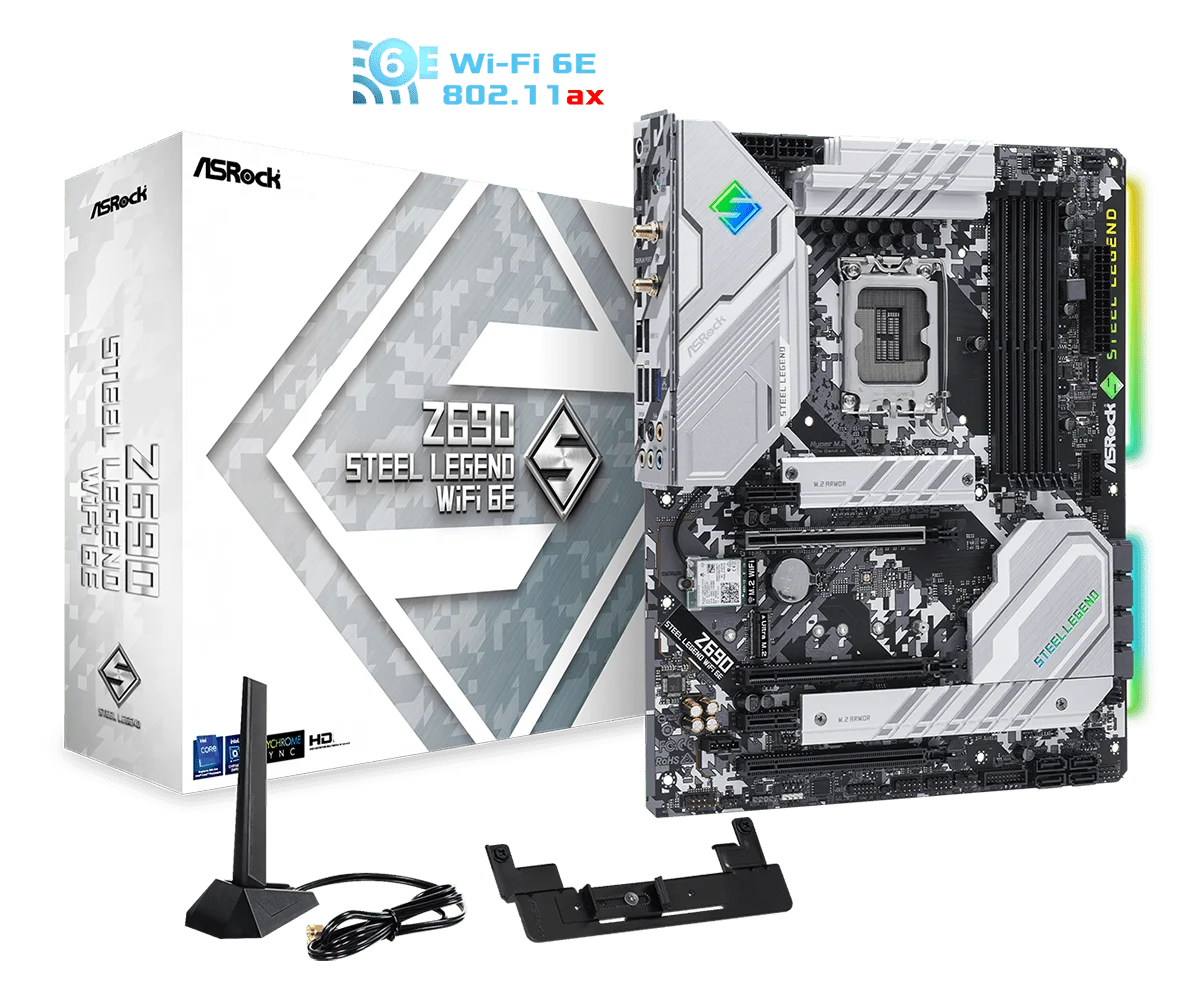 Материнская плата ASRock Z690 Steel Legend WiFi6 D5 Steel Legend поддерживает память DDR5 CPU12700/12900 Intl Z690 LGA1700