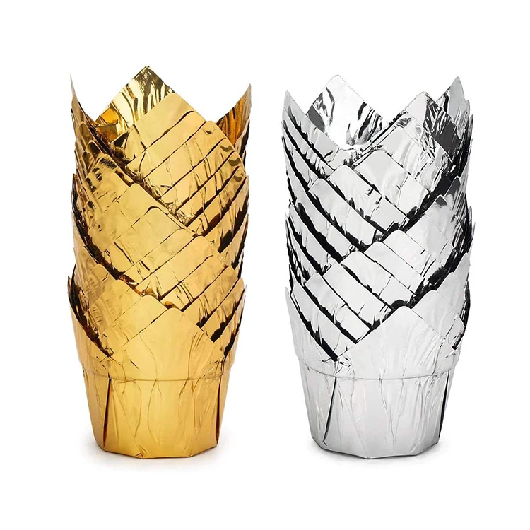 Wholesale High Quality Wedding Cake Tool Paper Or Foil Paper Cupcake Cups Liners Tulip Muffin Cups Cupcake Mold