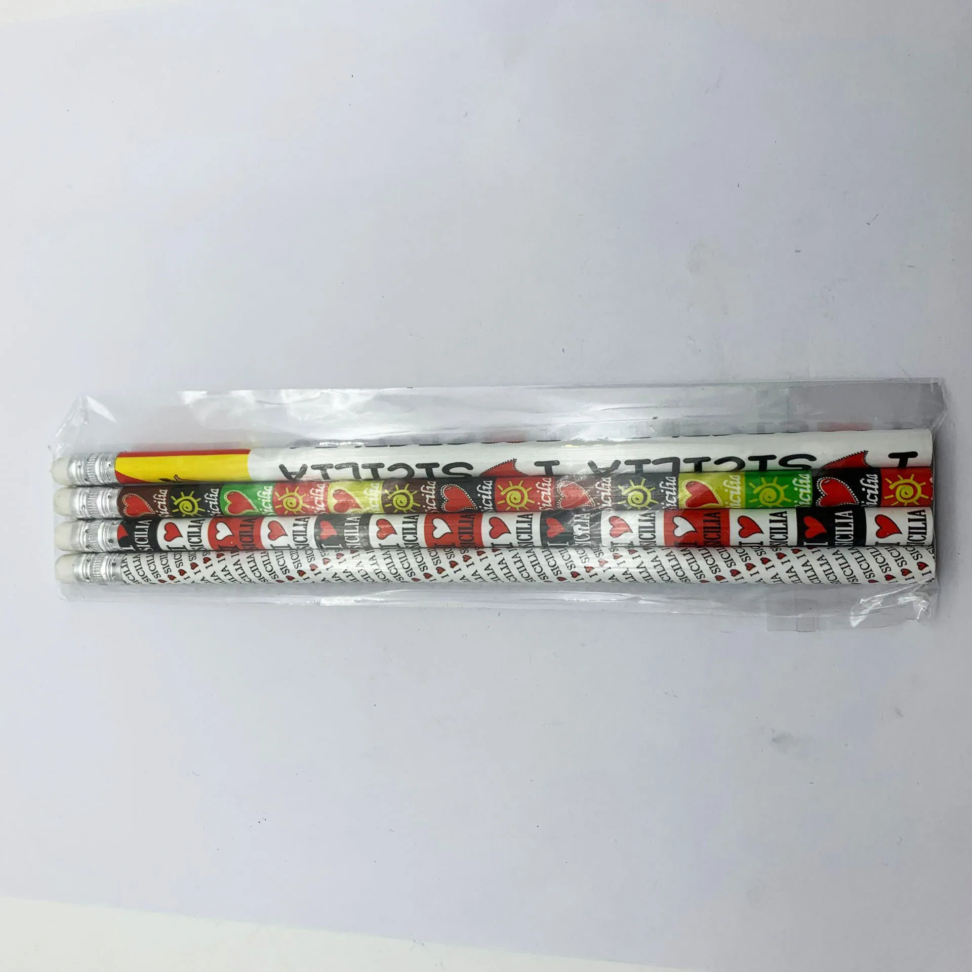 Colorful customized Logo Printing  HB rubber pencils for  Sicilia souvenirs