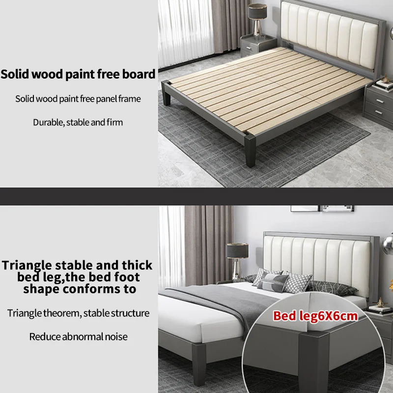 
New design bedroom furniture easy to assemble white strong elegant luxury bed panels wide wooden carved high headboard bed 