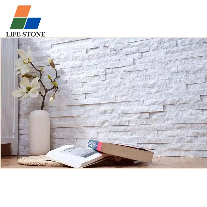 wholesale natural white quartz wall cladding culture stone for home wall decoration white quartz stack stone veneer