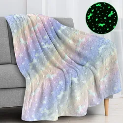 Luminous Blanket Magic Rainbow Glow In The Dark Super Soft Plush Night Fluorescent Blanket Gift for Kids