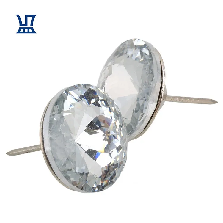 BQLZR Free Shipping 20Pcs Soft Bags Decoration Edging Nail Clear Diamond Crystal Upholstery Sofa Furniture Nails Tacks