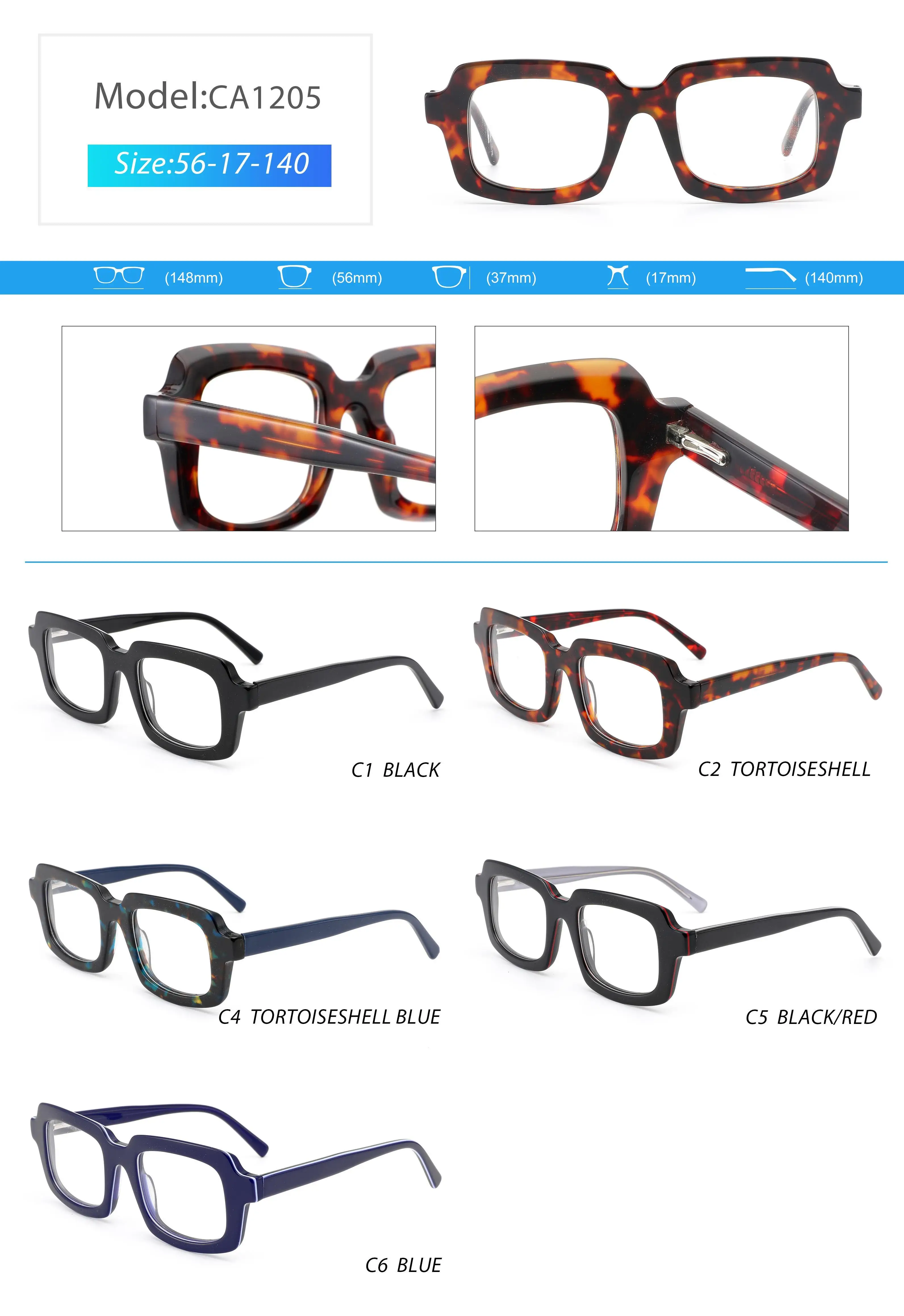 stocks from factory low price thick acetate eyewear 2023 brand designer optical frames acetate