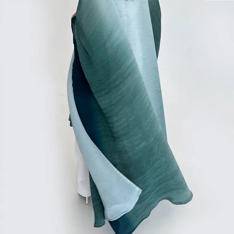 Miyake Pleated Gradient Women Robe 2023 Summer Turndown Bat Windbreak Coats Collar Cardigan Jackets abaya