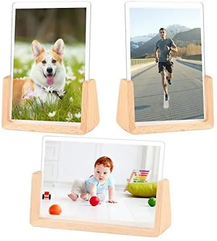 Wooden Photo Frames, Wood Acrylic Photo Frame, Detachable for Home Desk Decoration