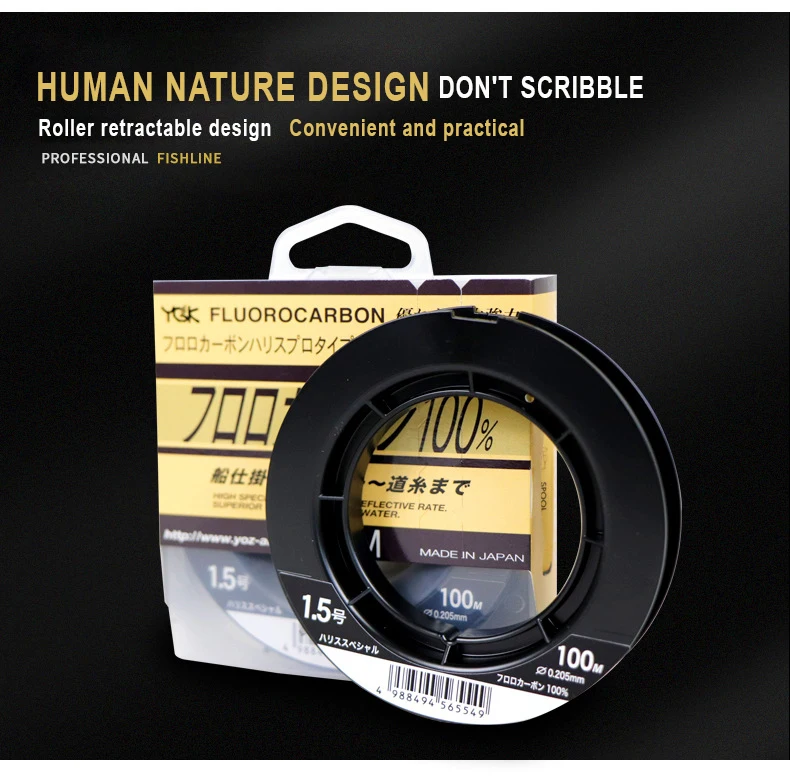 YGK profession fluorocarbon line Super Strong 100m Fluorocarbon wire Carbon Fiber fishing line