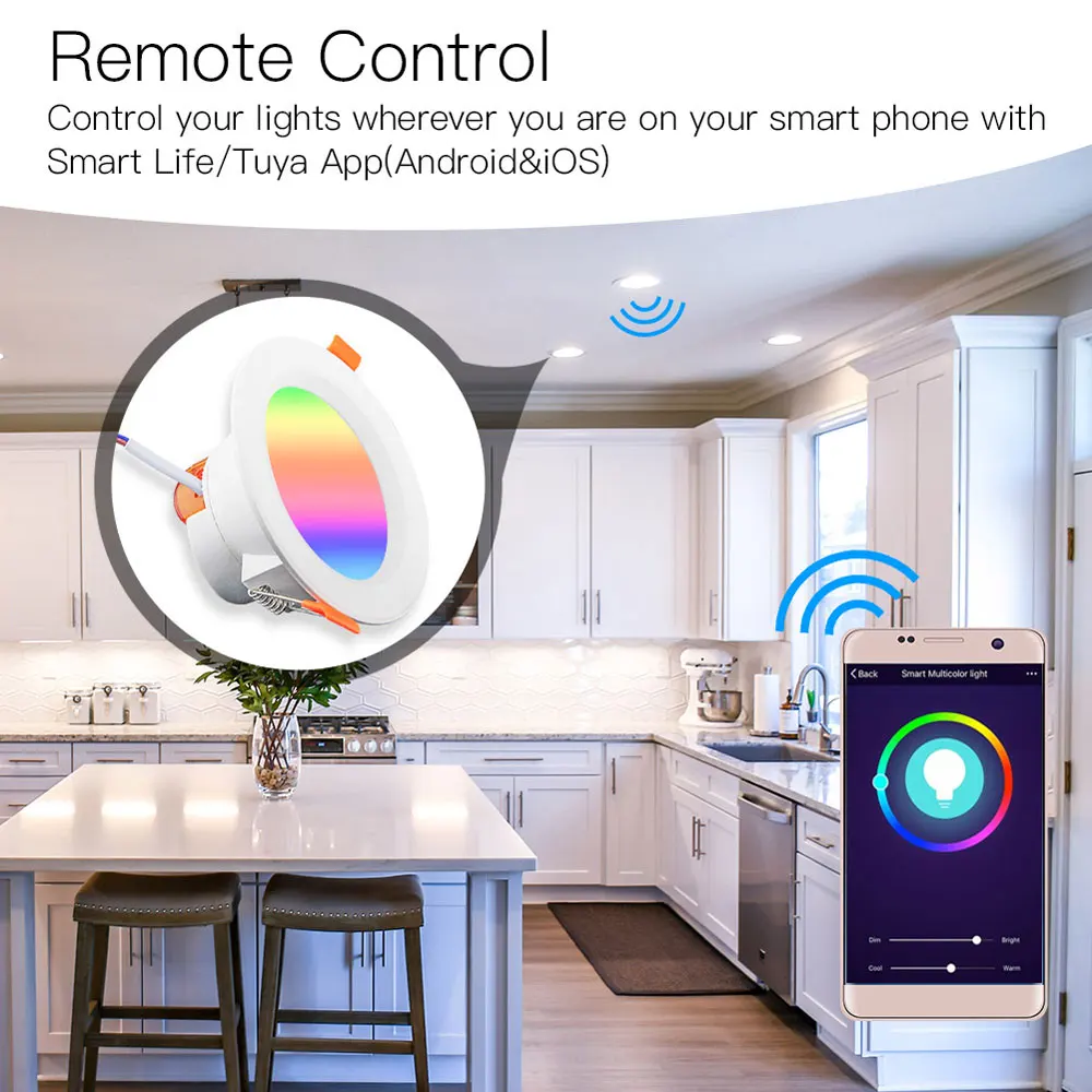 Умный потолочный светодиодный светильник 7 Вт RGB + W Wifi Tuya работает с Alexa/Google