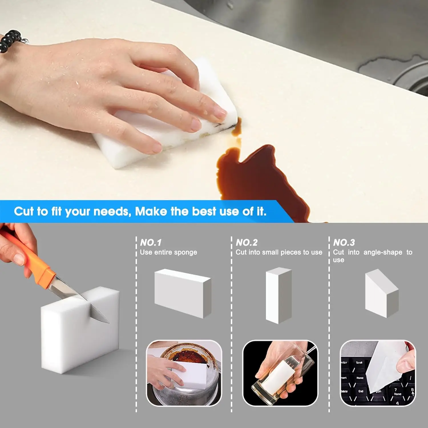 Melamine Sponge Magic Sponge Eraser Nano Cleaner Cleaning Sponge for Kitchen Office Bathroom Melamine Home Customized Logo