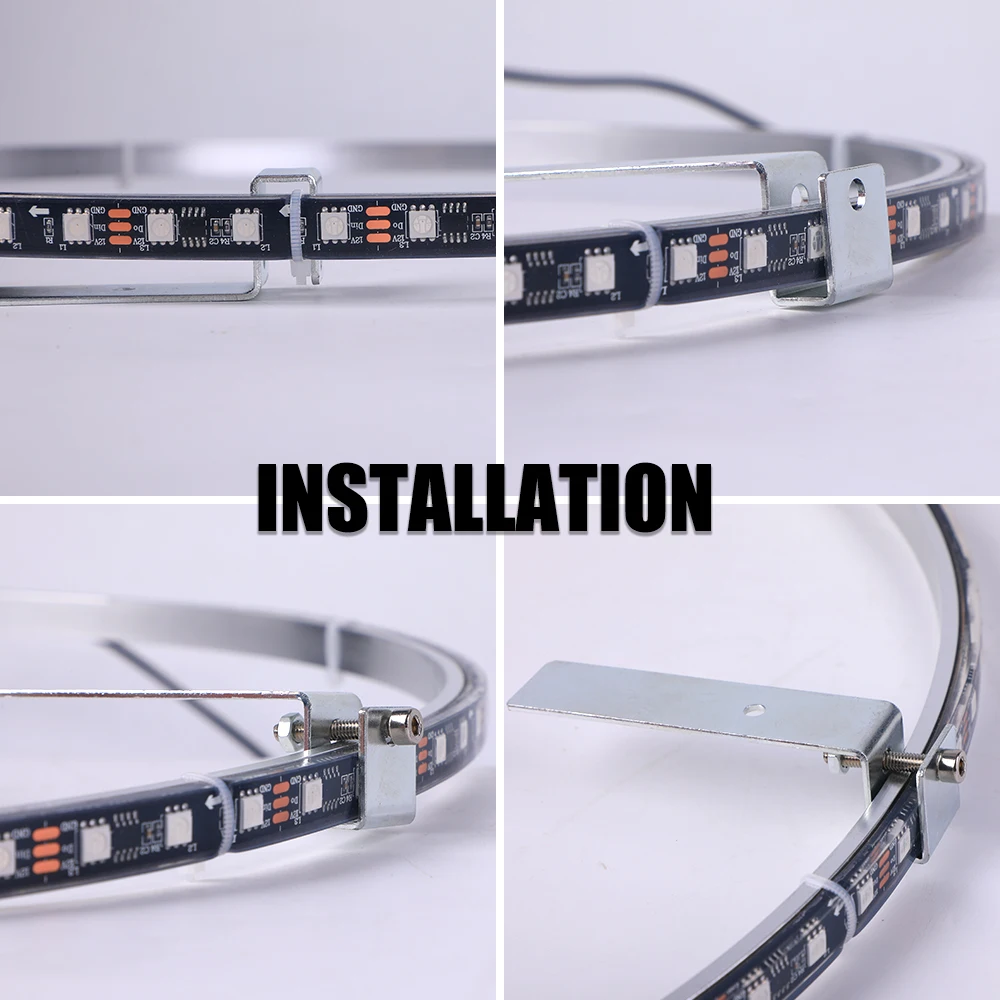 2022 New Single Double Row Ring Light for cars RGB App Remote Control Wheel Light 14 15.5 17 inch Led Underglow