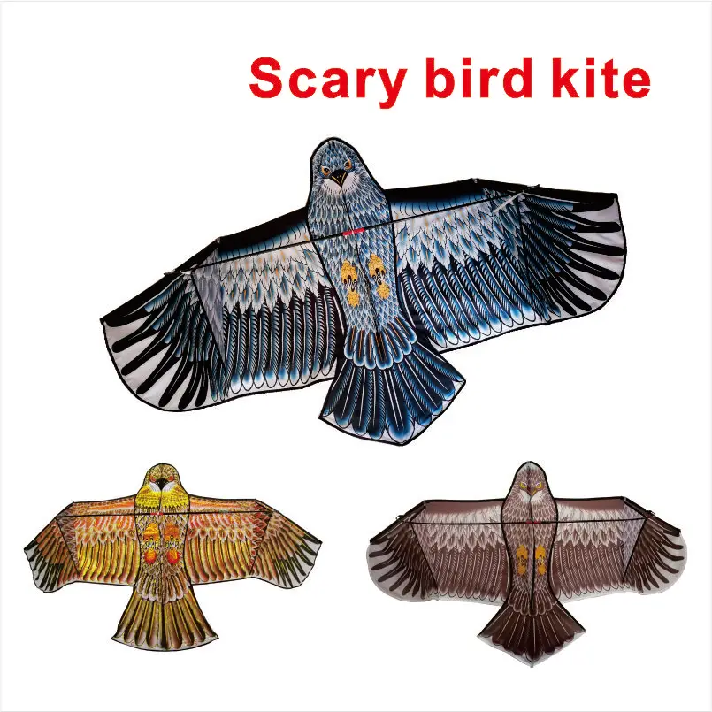 Wholesale 3d Black folding Hawk Kite Bird Scarer Flying Eagle Folding Kite With Telescoping Pole