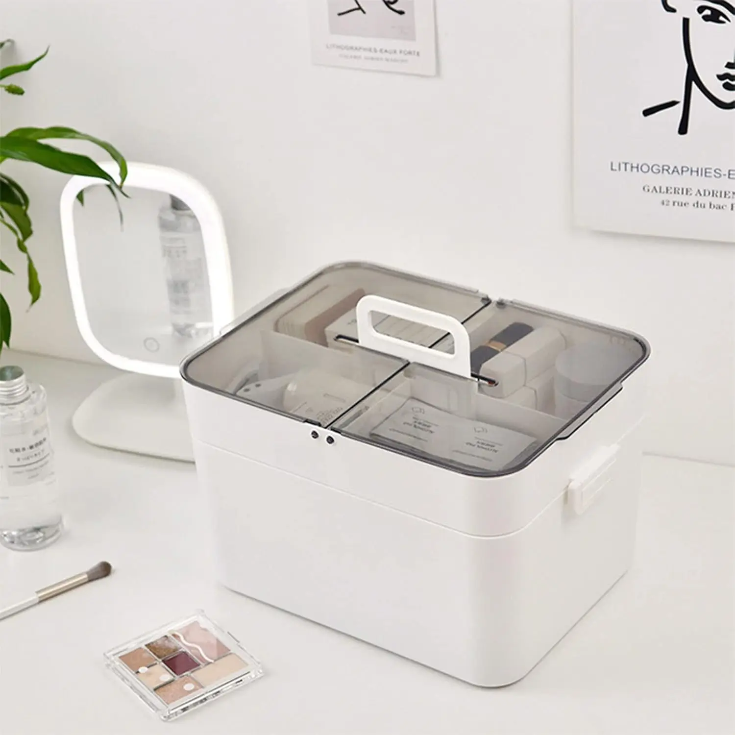 2 Layer First Aid Kit Plastic Medicine Pharmacy Sewing Storage Box Home Dorm Organization Makeup Organizer Bins with Handle