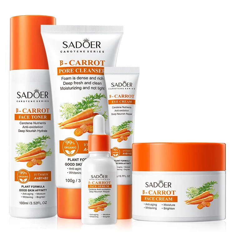 OEM SADOER private label B carrot herbal whitening brightening beauty products face skin care set
