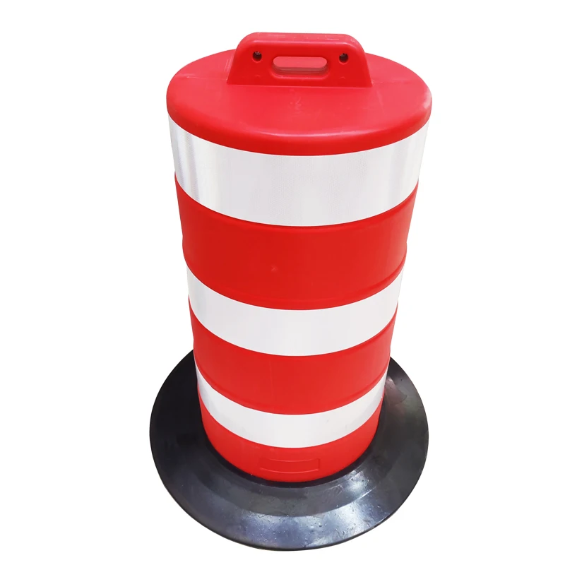 Roadside Construction Warning Reflective Tape Plastic Rubber Base Traffic Barrel Drum