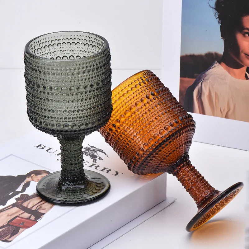 Colored bead point glass drink cup hotel gargle cup retro relief washing-up cup factory direct sales