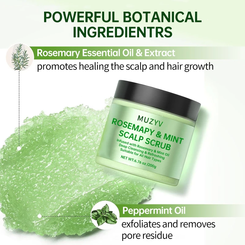 Private label hair treatment nourishing detox scalp scrub rosemary hair exfoliate scrub