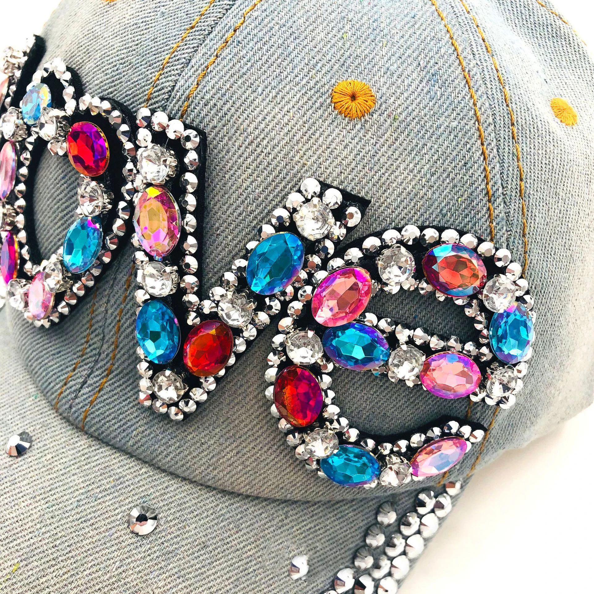 Factory wholesale rhinestone baseball caps new style summer trendy fashion bucket hat bright diamond rhinestone Unisex hat