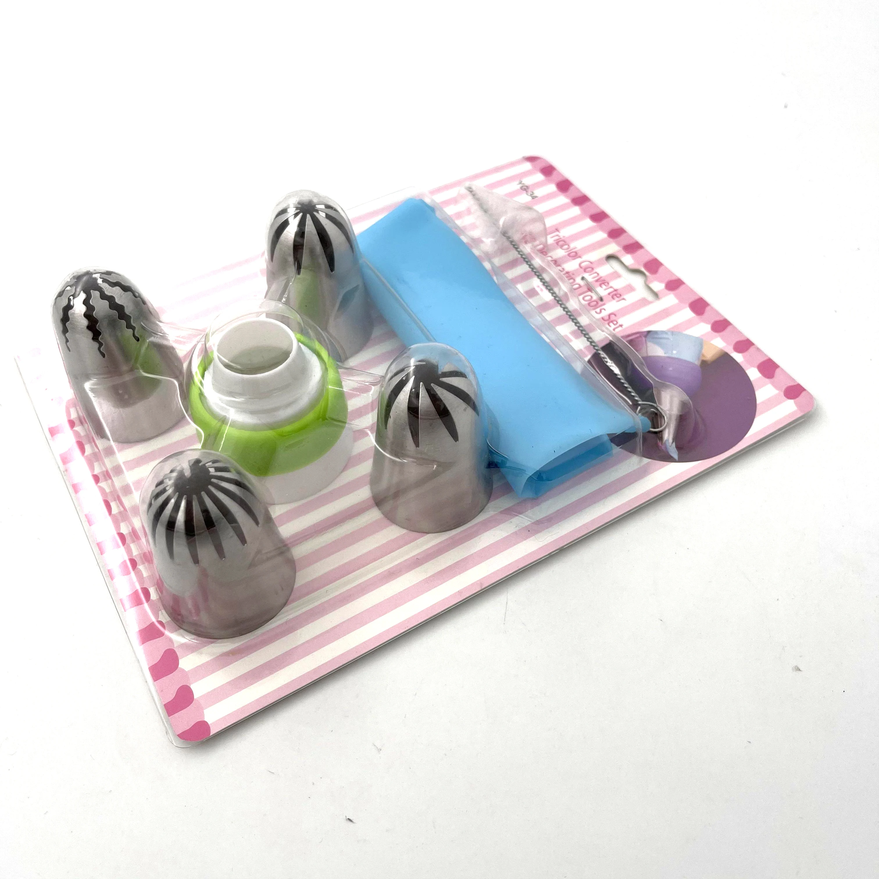 Stainless steel flower mounting mouth Cookie cake cream embossed bag converter set Baking tools