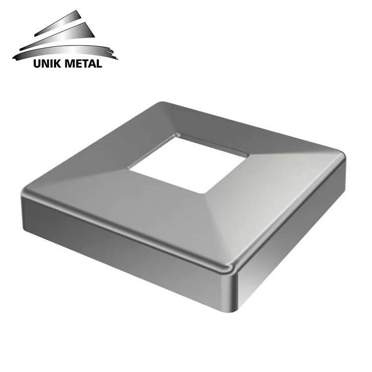 Good quality square shape 316 304 handrail cover stainless steel post cover plate stainless steel base cover