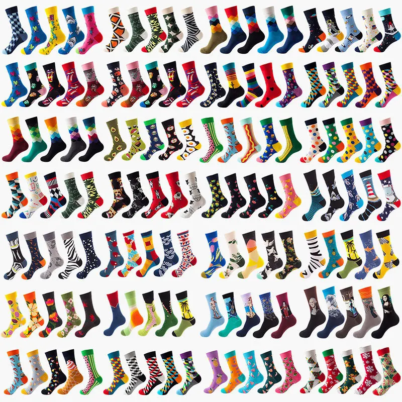 YL cotton funny happy men tube colorful socks