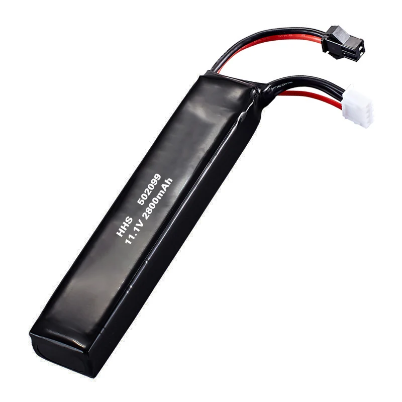 Toy water gun lithium battery 7.4V 11.1V 2800mAH 2000mAH lithium battery 502099 30C discharge SM black plug lithium battery