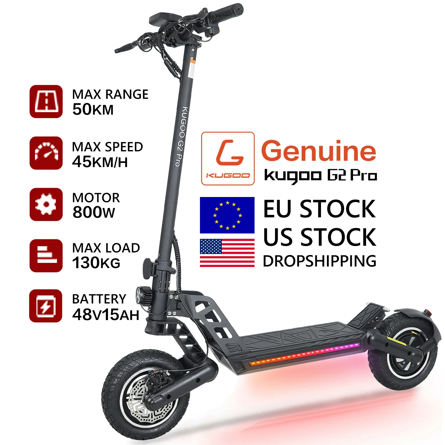 EU Poland STOCK 2023 KUGOO G2 Pro 800W 15AH Motor 10inch Foldable Adult Electric Scooter from China