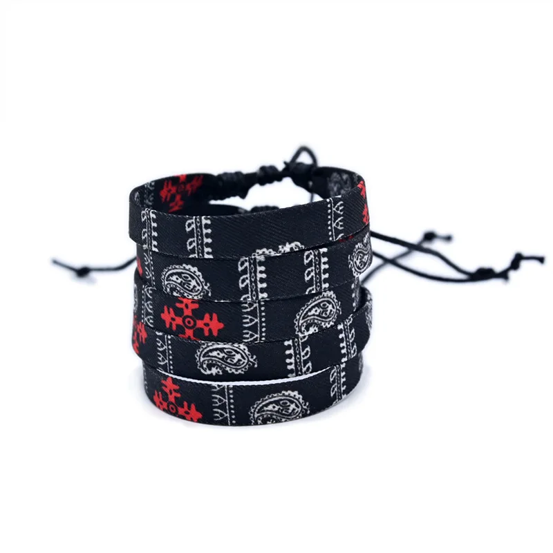 2024 Hot Sale hign quality Arabic Scarf Style Knitted Bracelet colorful  Dot Patterned Fabric Hand Knitted Bracelet
