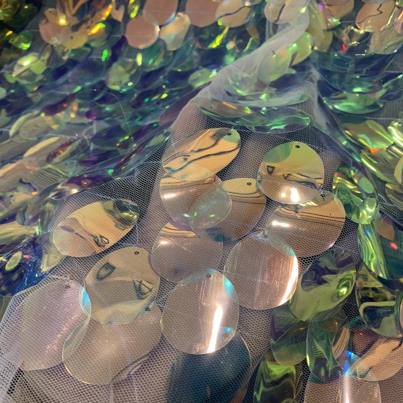 Flip Full Size Large Sequin Fabric Stage Wedding Dress Embroidered Large Sequin Factory Direct Sales camo printed sequin fabric