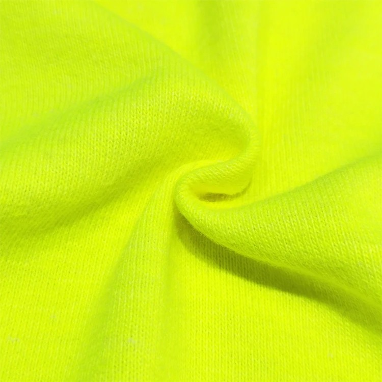Wholesale EN20471 6.5oz High Visibility Modacrylic Cotton 60/40 Knit Interlock Fluorescent Yellow Fire Retardant Fabric