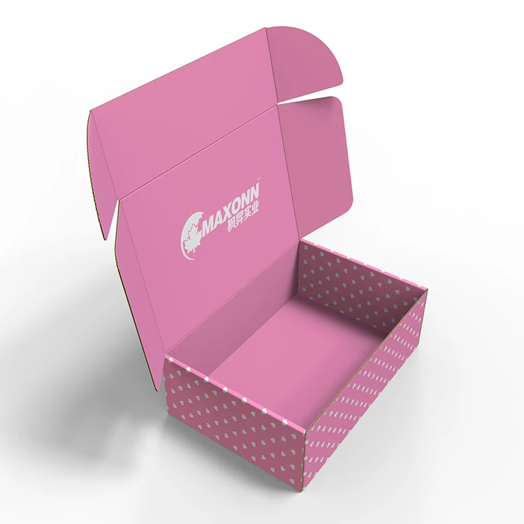 
Wholesale corrugated luxury paper pink cosmetics skin sare gift shipping mailer box custom logo for packing 