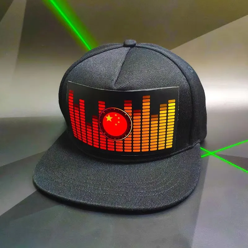 Light Up Sound Activated Baseball Cap Dj Led Flashing Hat with Detachable Screen for Man Woman