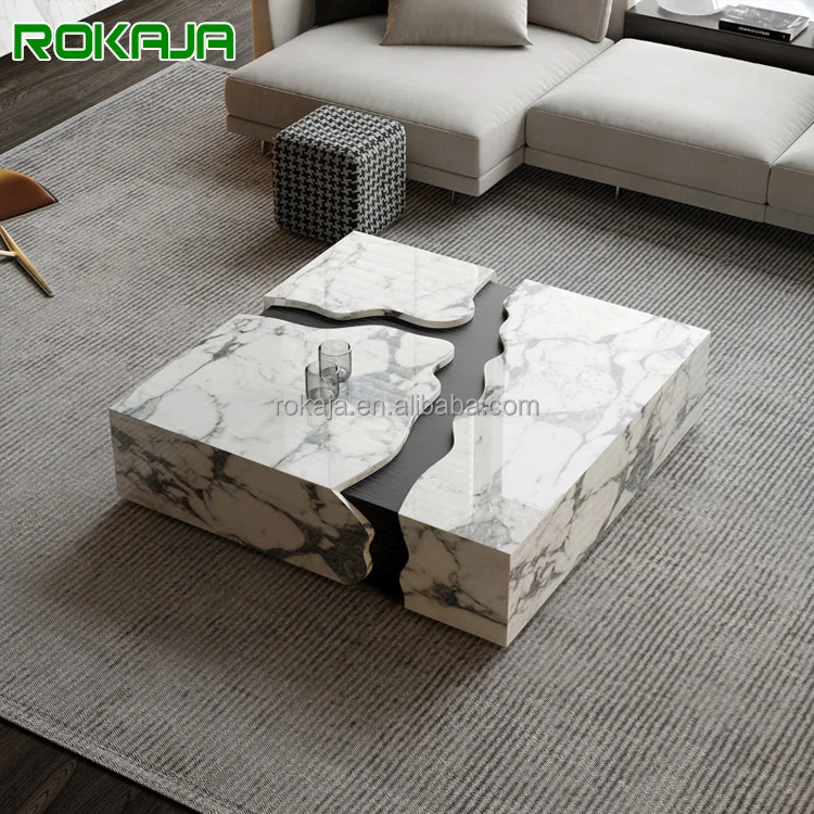 New Design Square Coffee Table Marble Split Center Table Simple Apartment Hotel Living Room Furniture Sintered Stone Tea Table