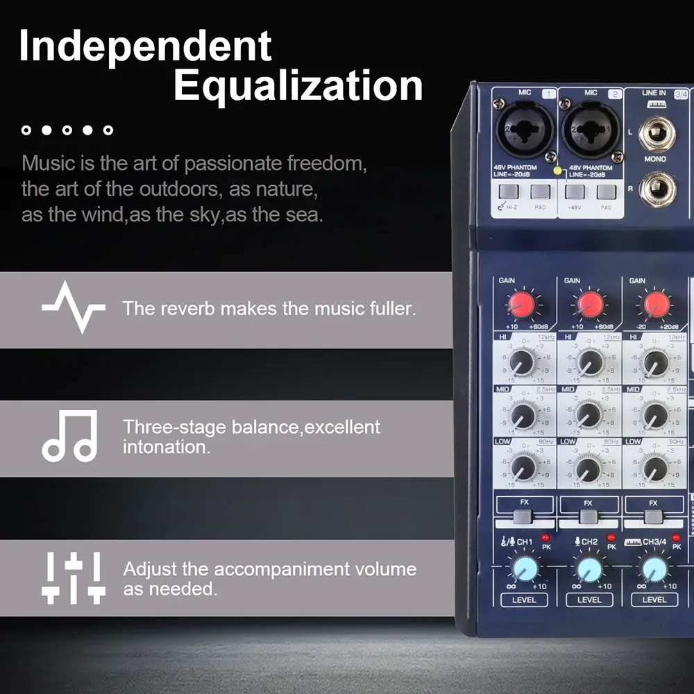 DE8 Professional DJ Sound Controller with 16 Bit DSP Soundcard for PC Recording 8 channel usb audio mixer