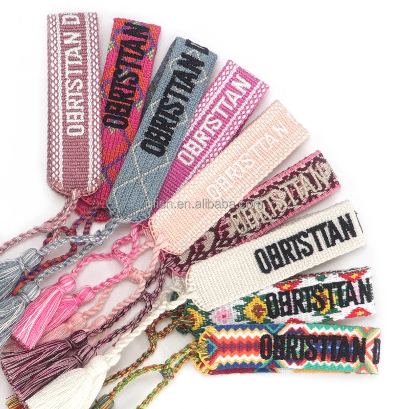 Customized Christian Bracelets Embroidered Inspired 185 Colors Adjustable Woven Friendship Bracelets