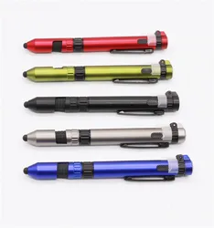 Multi-function 6-in-1 compass led mobile phone holder touch screen screwdriver ballpoint pen