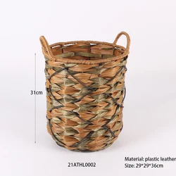 Wholesale Custom Decorative Basket Round Handmade Woven Plastic Rattan Storage Basket For Organizer