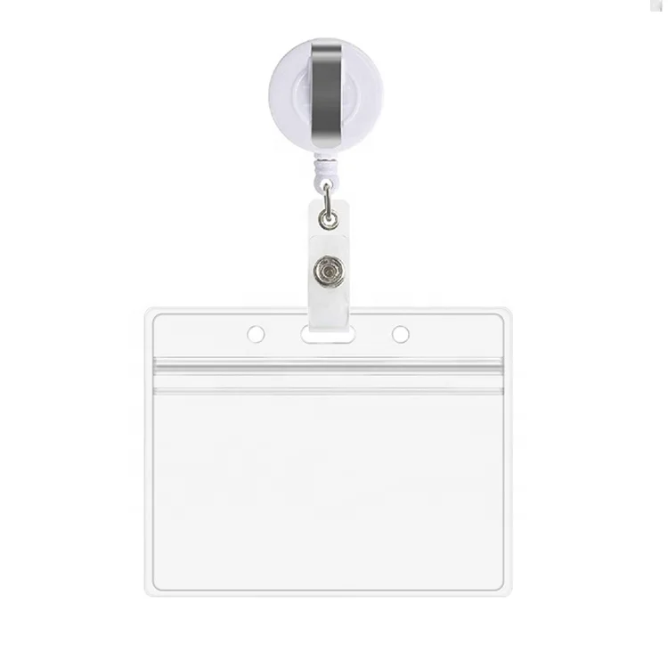 Clear Soft PVC Badge Holder with ABS Plastic Retractable Reel Clip for Medical Doctor Nurse School Teacher Student ID Card