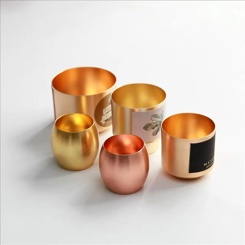 Maxery Aluminum Candle Holder Lanterns Decorative Metal Gold Cylinder Table Decoration Romantic Candle Holders