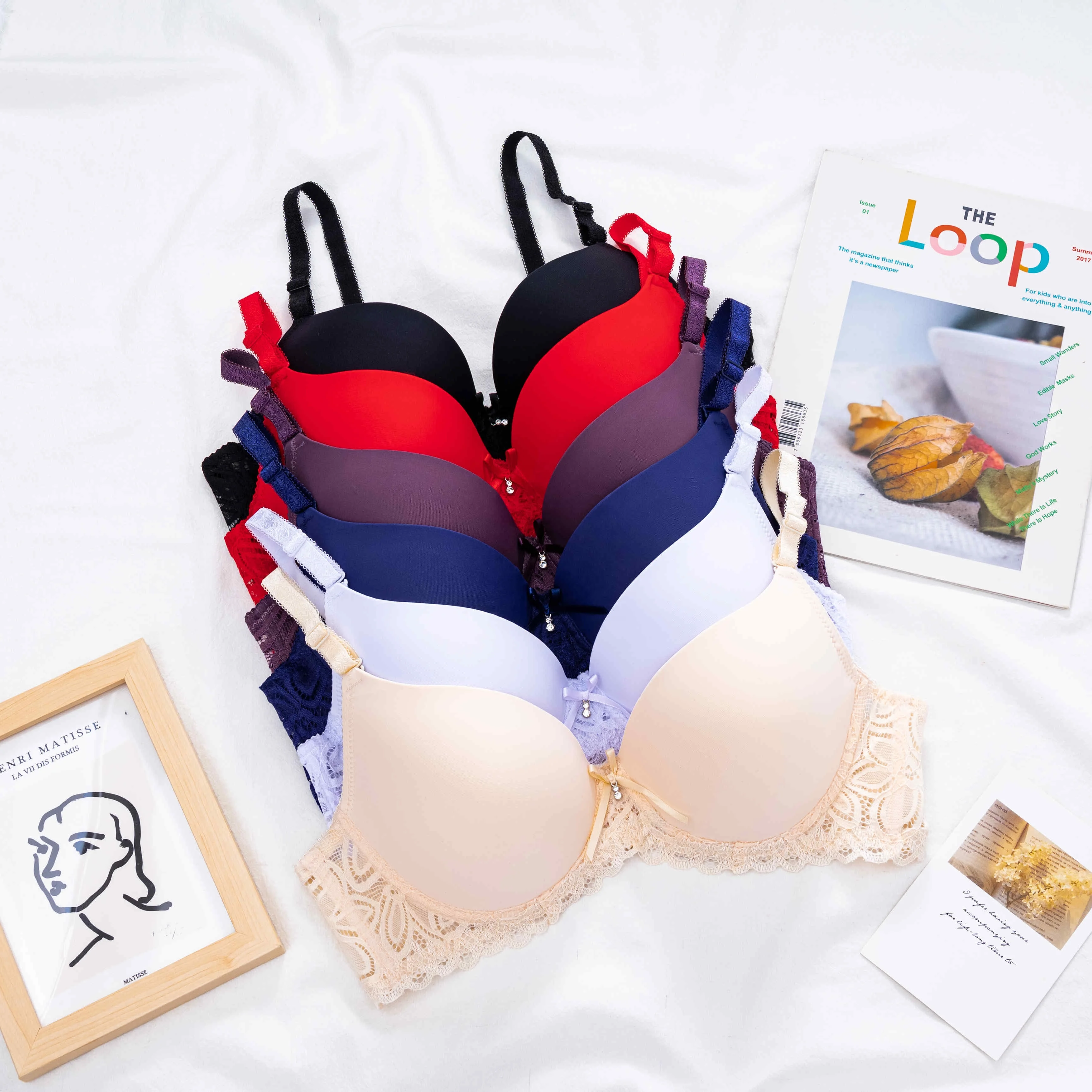 Custom Young Girl 32 Size A B Small Cup Women Seamless Panty Bras Brief Sets Wireless Push Up Bra