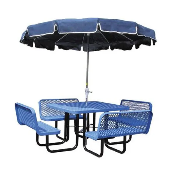 Wholesale garden furniture outdoor thermoplastic coating steel tables and chairs with parasol