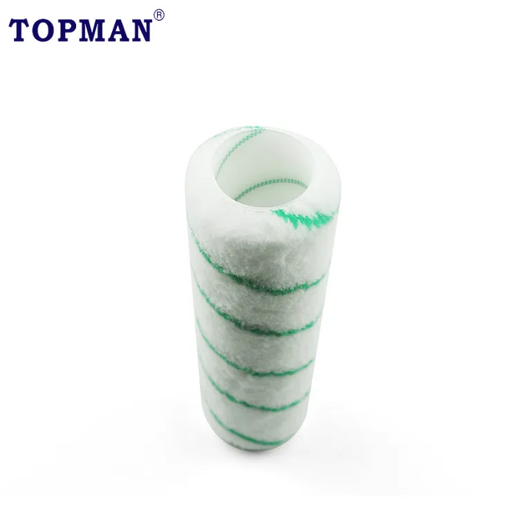 TOPMAN premium безрасшитая белая с зеленой полосой непролитное волокно покрытие для малярного валика 10 дюймов