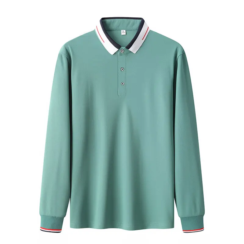 wholesale bales of vintage clothing 100% cotton pique fabric long sleeve shirt logo men chemise polo pour homme